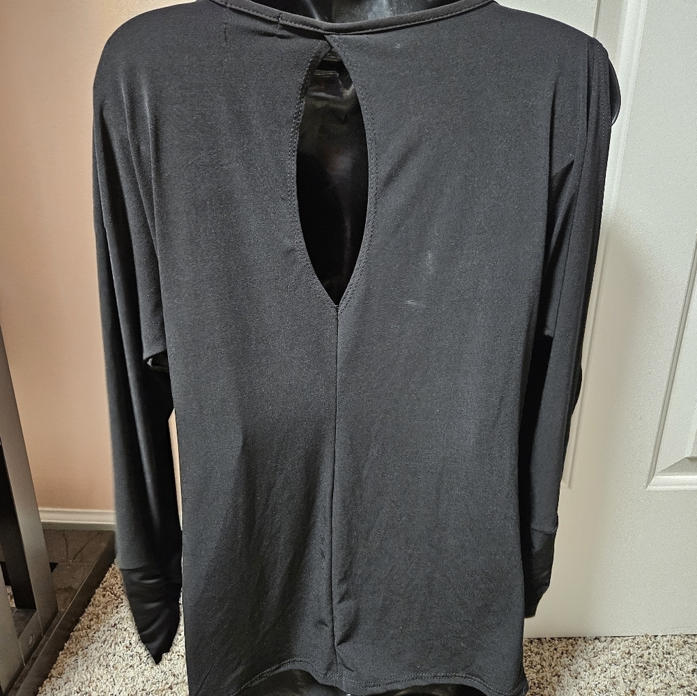 VENUSBlack Draped Asymmetrical Cowl Neck Top - Picture 10 of 13